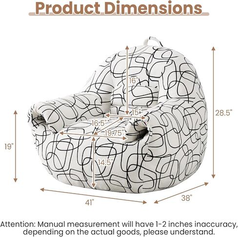 Peace nest Bean Bag Chair with Memory Foam Filled Ultra Soft Corduroy Cover for Adults Comfy Fur Bean Bag Chairs with Armrests for Bedroom Living Room Office Dorm Reading Grey in Saudi Arabia