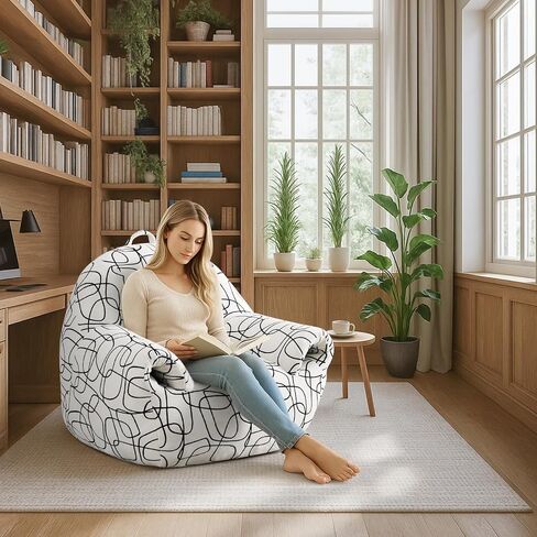 Peace nest Bean Bag Chair with Memory Foam Filled Ultra Soft Corduroy Cover for Adults Comfy Fur Bean Bag Chairs with Armrests for Bedroom Living Room Office Dorm Reading Grey in Saudi Arabia