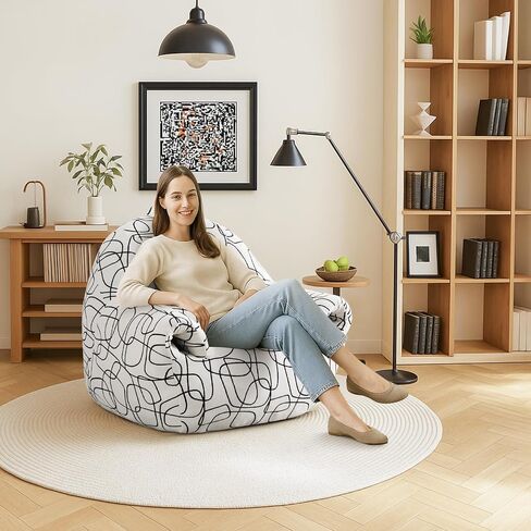 Peace nest Bean Bag Chair with Memory Foam Filled Ultra Soft Corduroy Cover for Adults Comfy Fur Bean Bag Chairs with Armrests for Bedroom Living Room Office Dorm Reading Grey in Saudi Arabia