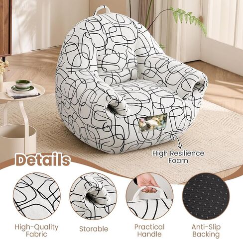 Peace nest Bean Bag Chair with Memory Foam Filled Ultra Soft Corduroy Cover for Adults Comfy Fur Bean Bag Chairs with Armrests for Bedroom Living Room Office Dorm Reading Grey in Saudi Arabia