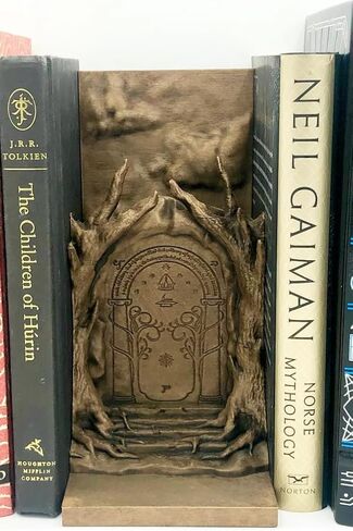 Epic Fantasy Inspired Book Nook Insert, Hand-Painted 3D Printed Gates of the Dwarves Bookshelf Decor with LED Fairy Lights in Saudi Arabia
