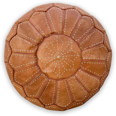 Moroccan Ottoman Leather Pouf : Luxurious Comfort for Your Living Space, Boho Chic Décor for Living Rooms, Bedrooms, and More in Saudi Arabia