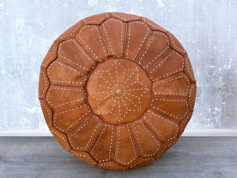 Moroccan Ottoman Leather Pouf : Luxurious Comfort for Your Living Space, Boho Chic Décor for Living Rooms, Bedrooms, and More in Saudi Arabia
