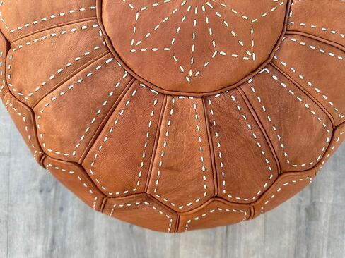 Moroccan Ottoman Leather Pouf : Luxurious Comfort for Your Living Space, Boho Chic Décor for Living Rooms, Bedrooms, and More in Saudi Arabia