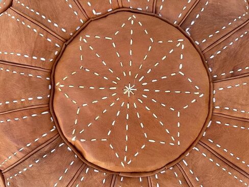 Moroccan Ottoman Leather Pouf : Luxurious Comfort for Your Living Space, Boho Chic Décor for Living Rooms, Bedrooms, and More in Saudi Arabia