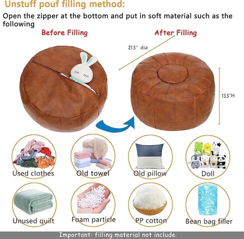 Moroccan Ottoman Leather Pouf : Luxurious Comfort for Your Living Space, Boho Chic Décor for Living Rooms, Bedrooms, and More in Saudi Arabia