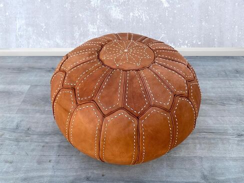 Moroccan Ottoman Leather Pouf : Luxurious Comfort for Your Living Space, Boho Chic Décor for Living Rooms, Bedrooms, and More in Saudi Arabia