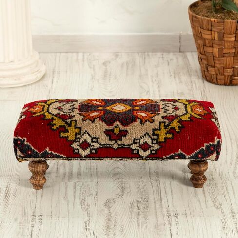 Footstool, Handwoven Vintage Turkish Kilim Rug Ottoman stool, Ottoman Stool, Vintage Footrest, Bohemian Furniture oriental stool in Saudi Arabia