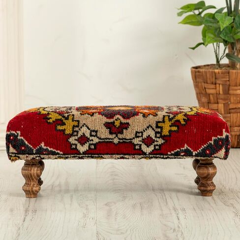Footstool, Handwoven Vintage Turkish Kilim Rug Ottoman stool, Ottoman Stool, Vintage Footrest, Bohemian Furniture oriental stool in Saudi Arabia