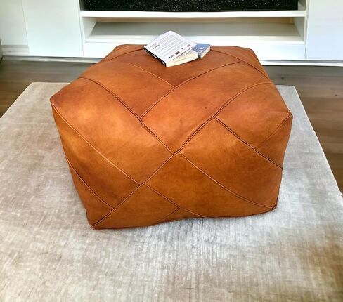 Pouf المربع المغربي Pouf-العثماني الممتاز يدويًا: الراحة الفاخرة لمساحة المعيشة الخاصة بك ، ديكور أنيقة بوهو لغرف المعيشة وغرف النوم والمزيد (35 × 35 × 18 بوصة) in Saudi Arabia