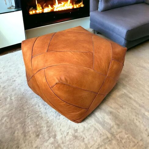 Pouf المربع المغربي Pouf-العثماني الممتاز يدويًا: الراحة الفاخرة لمساحة المعيشة الخاصة بك ، ديكور أنيقة بوهو لغرف المعيشة وغرف النوم والمزيد (35 × 35 × 18 بوصة) in Saudi Arabia