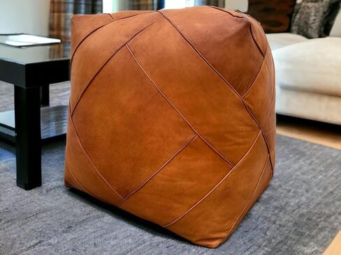 Pouf المربع المغربي Pouf-العثماني الممتاز يدويًا: الراحة الفاخرة لمساحة المعيشة الخاصة بك ، ديكور أنيقة بوهو لغرف المعيشة وغرف النوم والمزيد (35 × 35 × 18 بوصة) in Saudi Arabia