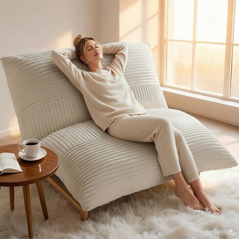 Oversized Comfy Cloud-Like Accent Chair, Extra-deep Seat Bean Bag Chairs, Convertible Stuffed Bean Bag Cushion with Removable Washable Cover Grey in Saudi Arabia