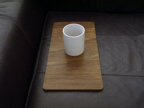 Flexible Sofa Arm Tray and Over Couch Side Table Dark Walnut Foldable Wooden Armrest Organizer with Felt Underside Handmade in Italy for Drinks Snacks Remote Storage in Saudi Arabia