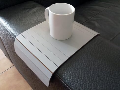 Flexible Sofa Arm Tray and Over Couch Side Table Dark Walnut Foldable Wooden Armrest Organizer with Felt Underside Handmade in Italy for Drinks Snacks Remote Storage in Saudi Arabia