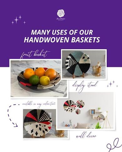 Handwoven African Baskets Handmade Raffia Woven Fruit Bowl Wall Hanging Basket Décor for Home Kitchen Living Room Gifts Zen Designs Arts and Crafts (Green Orange Natural, 8in diameter) in Saudi Arabia