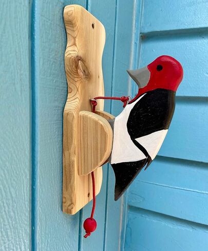 Red-headed woodpecker door knocker in Saudi Arabia