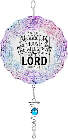Christian Swirly Metal Wind Spinner, Joshua 24:15, As for me and my House Serve Lord, Yard Decoration, Faith Wind Spinner, Porch Decoration in Saudi Arabia