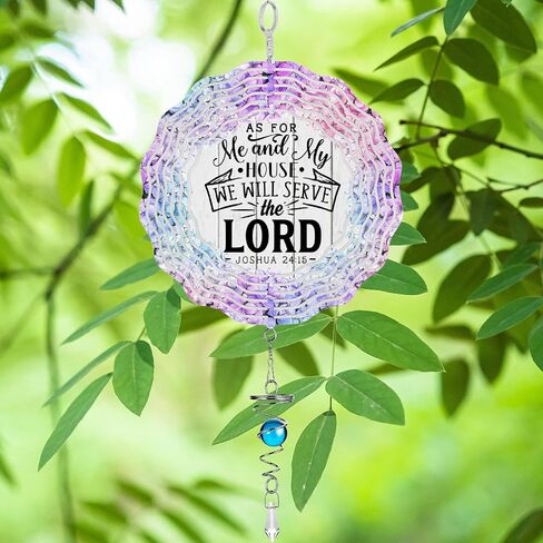 Christian Swirly Metal Wind Spinner, Joshua 24:15, As for me and my House Serve Lord, Yard Decoration, Faith Wind Spinner, Porch Decoration in Saudi Arabia