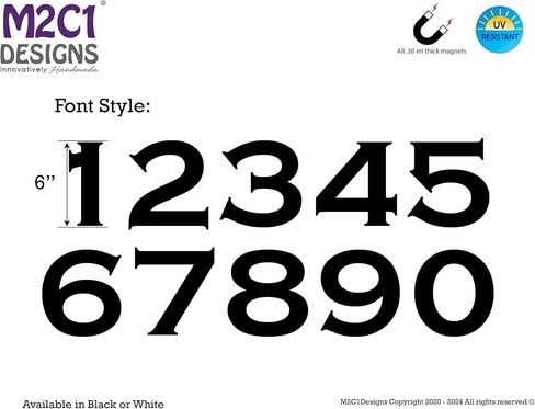 Magnetic Numbers - 6 inch Tall,For garage, House, Office, Apartment, Hotel, Restaurant, Bar, Cafe, Kitchen, Weather Resistant UV Vinyl (Black or White) in Saudi Arabia