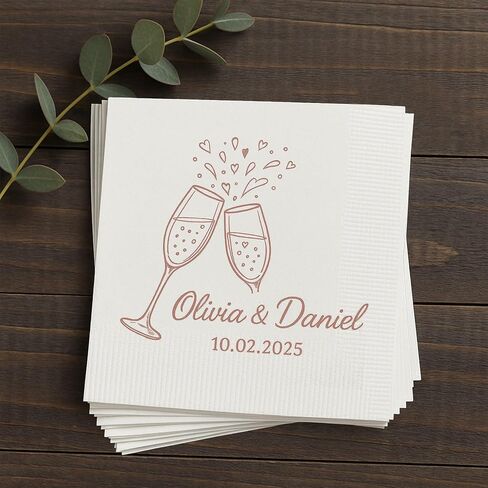 Custom Wedding Napkins, Personalized Cocktail Napkins Wedding, Party Table Decor, Beverage Luncheon Dinner Napkin Disposable, Pack 50 To 500 Guest, Mr Mrs Gifts, Black Gold Rose Gold Color Printed 3 in Saudi Arabia