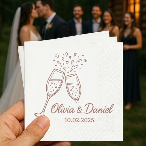 Custom Wedding Napkins, Personalized Cocktail Napkins Wedding, Party Table Decor, Beverage Luncheon Dinner Napkin Disposable, Pack 50 To 500 Guest, Mr Mrs Gifts, Black Gold Rose Gold Color Printed 3 in Saudi Arabia
