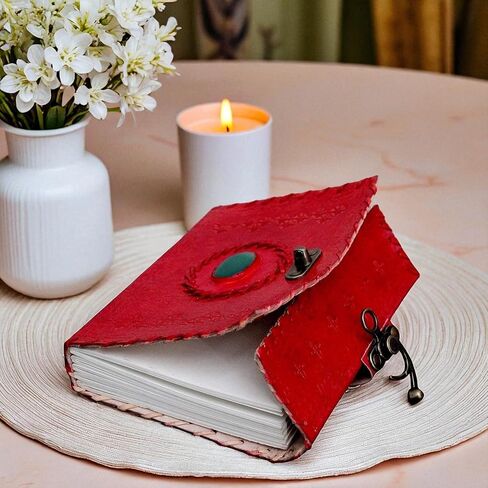 Leather Journal for Writing 5"x 7", Genuine Leather Bound Journal for Men Women, 200 Plain Pages Leather Notebook for Traveling, Vintage Brass Lock Diary in Kuwait