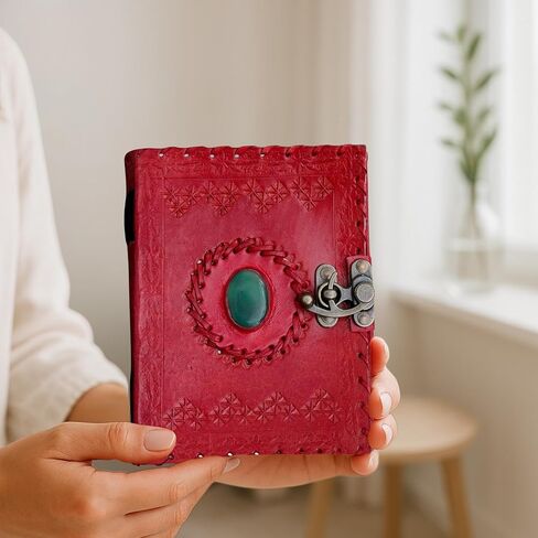 Leather Journal for Writing 5"x 7", Genuine Leather Bound Journal for Men Women, 200 Plain Pages Leather Notebook for Traveling, Vintage Brass Lock Diary in Kuwait