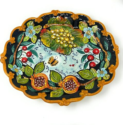 CERAMICHE D'ARTE PARRINI - Italian Ceramic Serving Tray Plate Decorated Fruits Hand Painted Made in ITALY Tuscan Florence Art Pottery in Saudi Arabia
