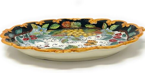 CERAMICHE D'ARTE PARRINI - Italian Ceramic Serving Tray Plate Decorated Fruits Hand Painted Made in ITALY Tuscan Florence Art Pottery in Saudi Arabia