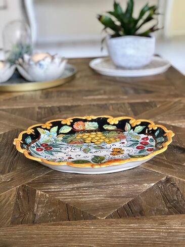 CERAMICHE D'ARTE PARRINI - Italian Ceramic Serving Tray Plate Decorated Fruits Hand Painted Made in ITALY Tuscan Florence Art Pottery in Saudi Arabia