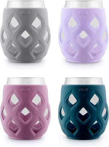 Ello Cru 17oz Greadless Wine Glass مجموعة مع الأكمام الواقية من السيليكون ، غسالة الصحون آمنة ، كوكتيل زجاجي. in Kuwait