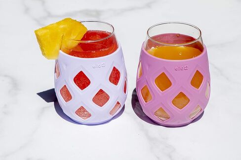 Ello Cru 17oz Greadless Wine Glass مجموعة مع الأكمام الواقية من السيليكون ، غسالة الصحون آمنة ، كوكتيل زجاجي. in Kuwait