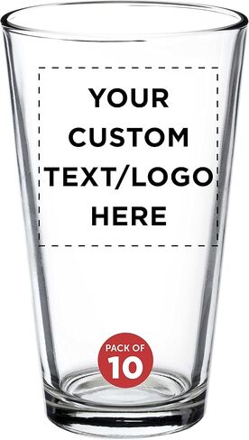 مخصص Libbey Pint Glass 16 أوقية. مجموعة من 10 ، حزمة كبيرة مخصصة - أكواب بيرة ، شربات شابطة - واضحة - واضحة in Saudi Arabia