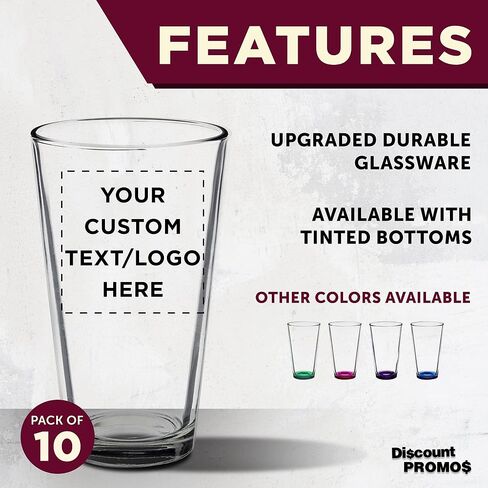 مخصص Libbey Pint Glass 16 أوقية. مجموعة من 10 ، حزمة كبيرة مخصصة - أكواب بيرة ، شربات شابطة - واضحة - واضحة in Saudi Arabia