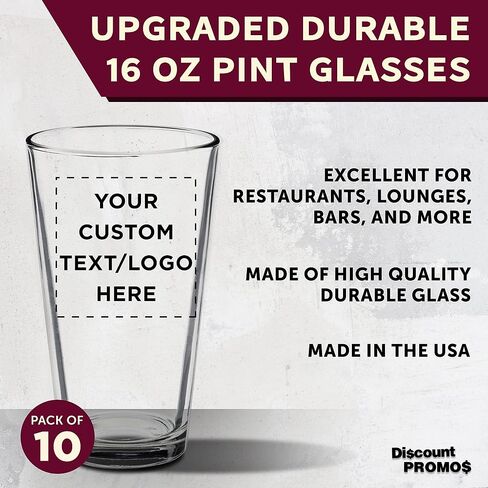 مخصص Libbey Pint Glass 16 أوقية. مجموعة من 10 ، حزمة كبيرة مخصصة - أكواب بيرة ، شربات شابطة - واضحة - واضحة in Saudi Arabia