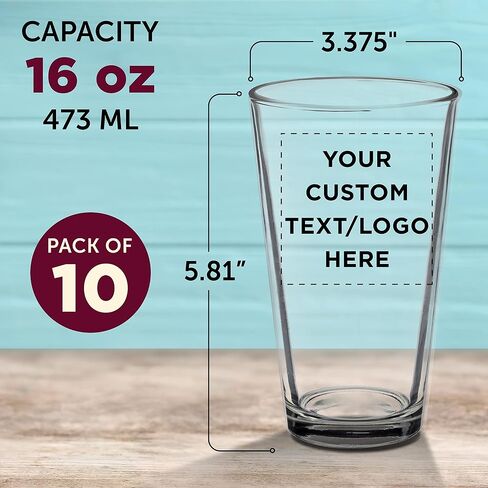 مخصص Libbey Pint Glass 16 أوقية. مجموعة من 10 ، حزمة كبيرة مخصصة - أكواب بيرة ، شربات شابطة - واضحة - واضحة in Saudi Arabia
