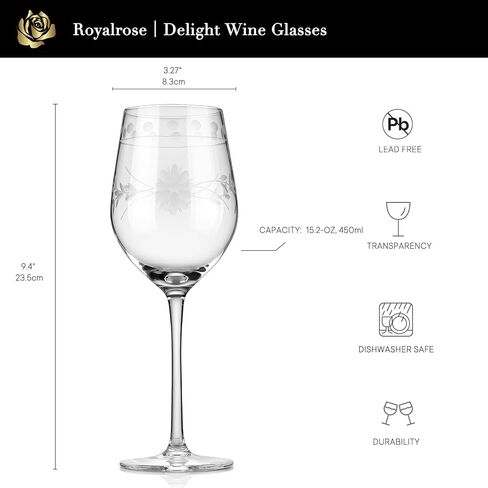 Premium Delight Vintage Classes مجموعة من 4 و 10 أوقية-يدويًا مع جذع محفور وأواني زجاجية كلاسيكية لحفلات الزفاف والعشاء وإهداء العطلات (كؤس خمر) in Kuwait