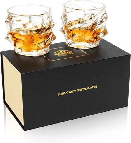 Kanars Old Fashioned Whiskey Glasses 11 Oz - مجموعة نظارات صخور الإمبراطور مجموعة من 4 لكوكتيل البوربون سكوتش سكوتش سكونياك - الأدوات الزجاجية الكريستالية الثقيلة - فريدة من نوعها للرجال هدية in Saudi Arabia