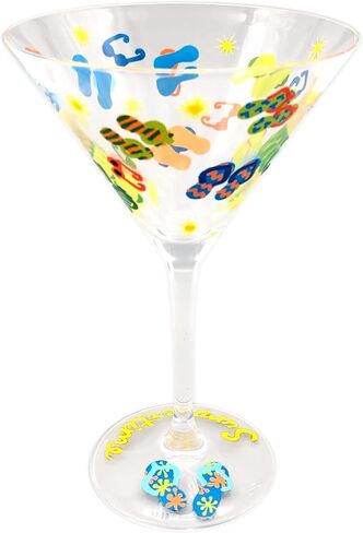 Summer Flip Flop Hand Painted Martini Glass - Summertime Theme - Cocktail, Sun Glasses, Decorated Flip Flops in Saudi Arabia