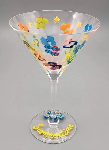 Summer Flip Flop Hand Painted Martini Glass - Summertime Theme - Cocktail, Sun Glasses, Decorated Flip Flops in Saudi Arabia