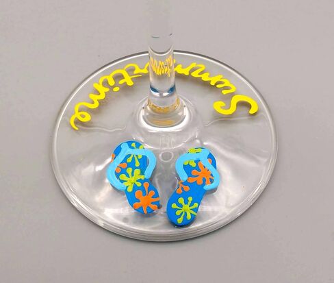 Summer Flip Flop Hand Painted Martini Glass - Summertime Theme - Cocktail, Sun Glasses, Decorated Flip Flops in Saudi Arabia