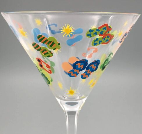 Summer Flip Flop Hand Painted Martini Glass - Summertime Theme - Cocktail, Sun Glasses, Decorated Flip Flops in Saudi Arabia