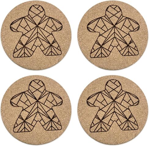 Meeple Board Game Coasters with Modern Facets Engraved (Set of 4) in Saudi Arabia