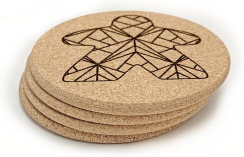 Meeple Board Game Coasters with Modern Facets Engraved (Set of 4) in Saudi Arabia