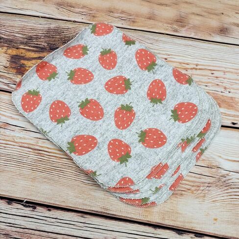Strawberries On Gray Reusable Paper Towels - 6 Pack Of 12" x 10" Washable, Absorbent, 100% Cotton paperless Towels in Saudi Arabia