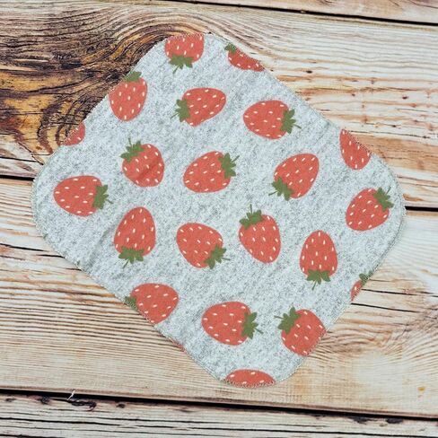 Strawberries On Gray Reusable Paper Towels - 6 Pack Of 12" x 10" Washable, Absorbent, 100% Cotton paperless Towels in Saudi Arabia