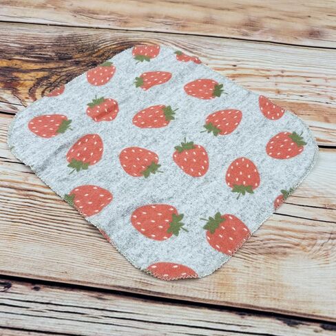 Strawberries On Gray Reusable Paper Towels - 6 Pack Of 12" x 10" Washable, Absorbent, 100% Cotton paperless Towels in Saudi Arabia