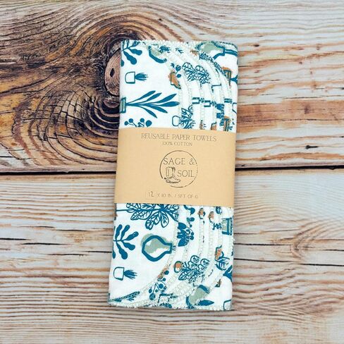 Potted Houseplants And Greenery Reusable Paper Towels - 6 Pack Of 12" x 10" Washable, Absorbent, 100% Cotton paperless Towels in Saudi Arabia