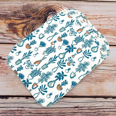 Potted Houseplants And Greenery Reusable Paper Towels - 6 Pack Of 12" x 10" Washable, Absorbent, 100% Cotton paperless Towels in Saudi Arabia